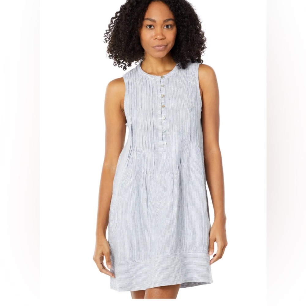Faherty Isha linen Dress Blue and white stripe in size Medium
